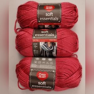 3 Pink Brand New Red Heart Soft Essentials Yarn Pack